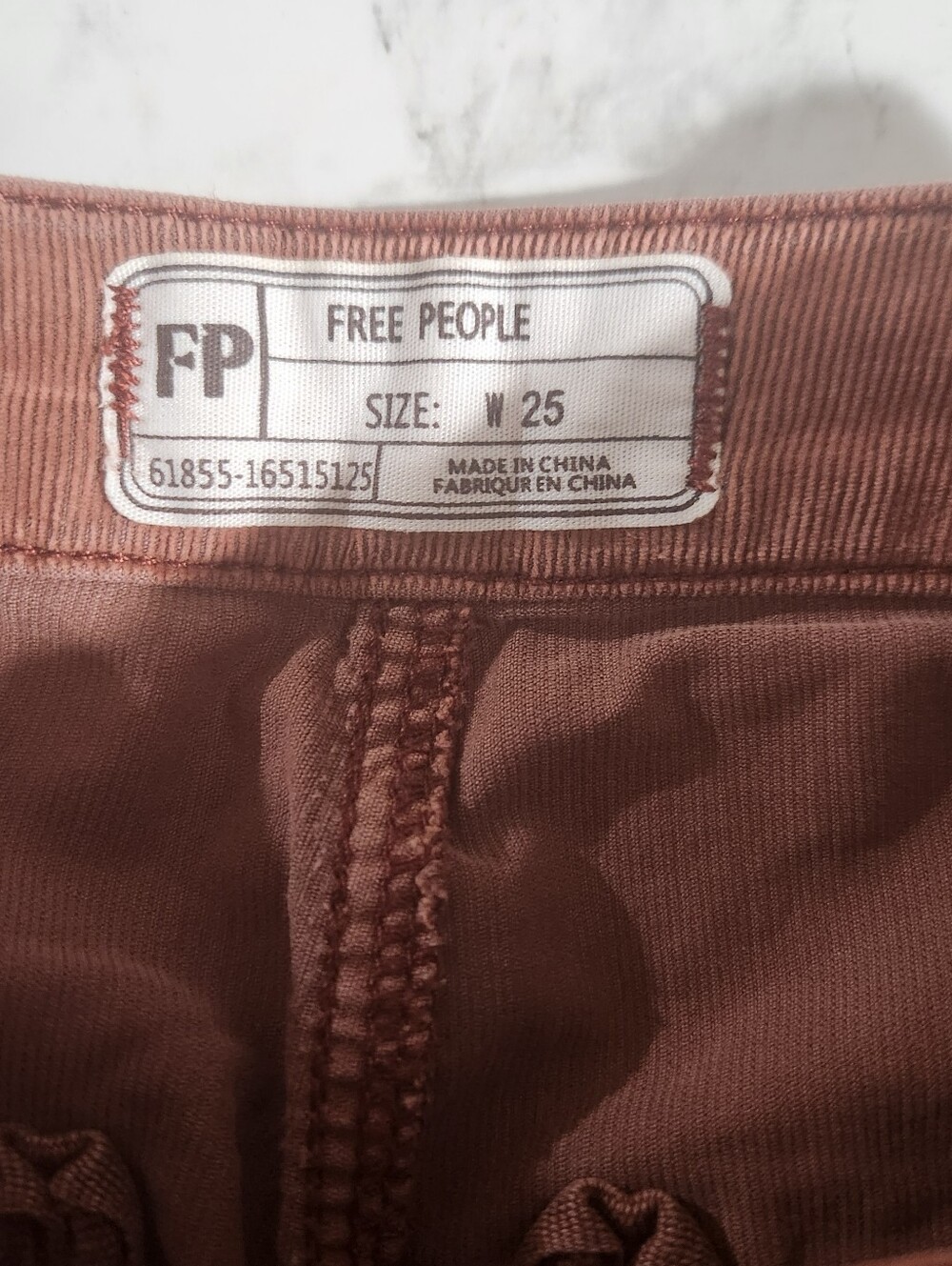 Free People Cordoroy High Waist Pants Flare Size 25 Tan - Picture 4 of 4